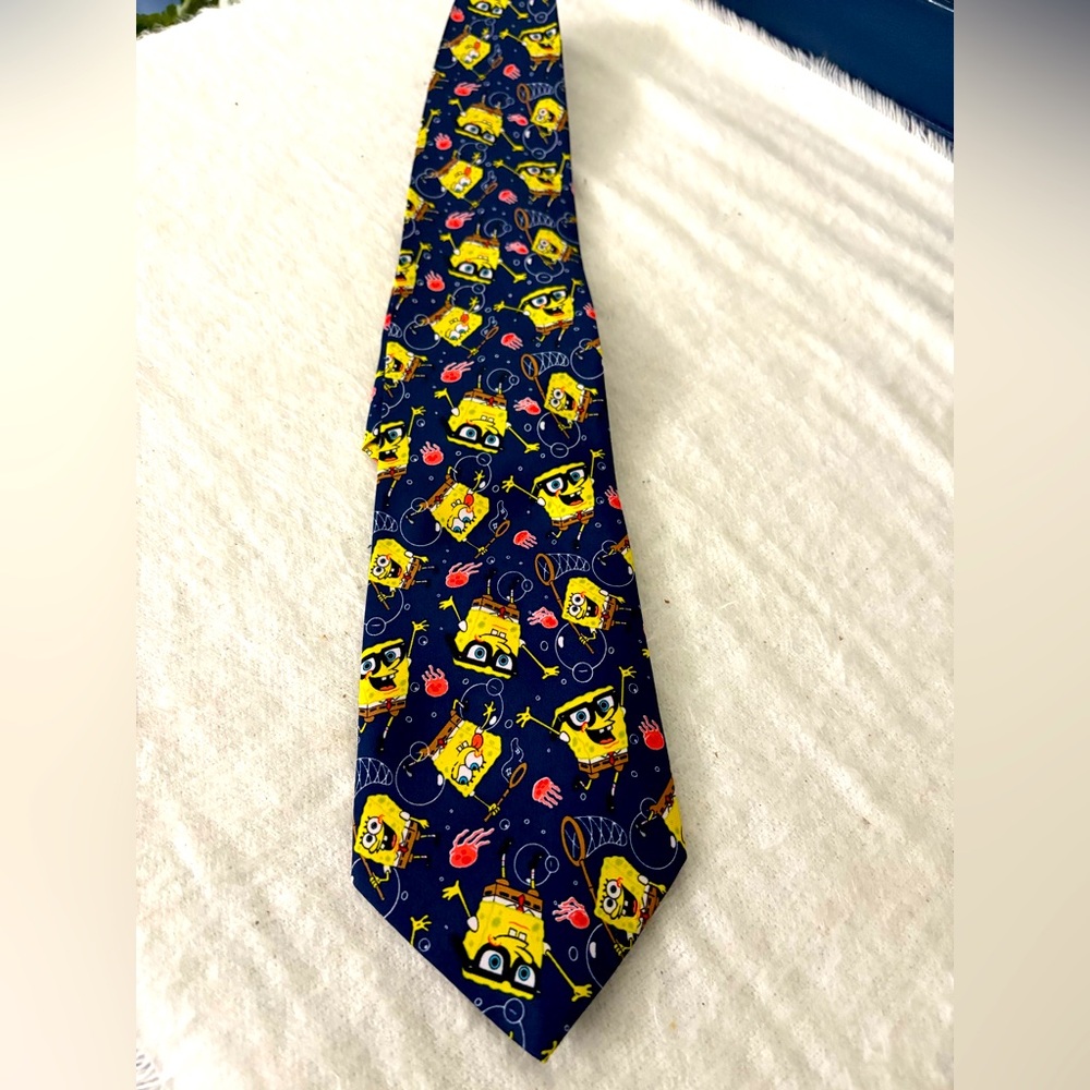SpongeBob Nickelodeon Blue and Yellow Cartoon Character Tie 59” length